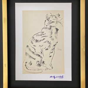 Andy Warhol | Vintage 1984 Cat Sam Print Signed |Mounted and Framed | Buy it Now!