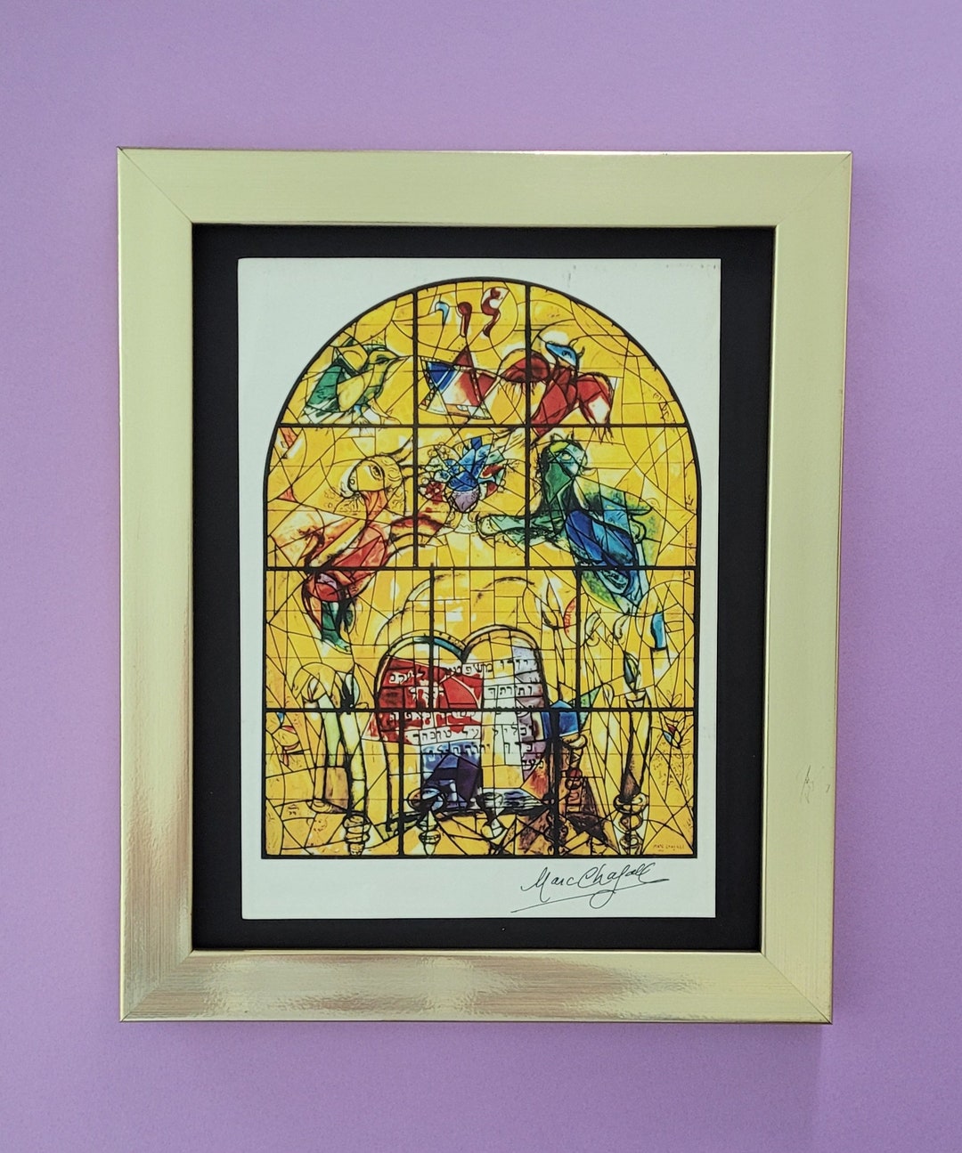 Marc Chagall Jerusalem Windows + Signed Mounted and Framed + After