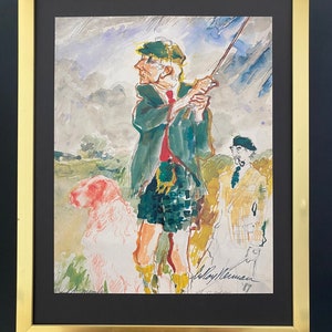 Leroy Neiman + Awesome Vintage Print &quot; ST. ANDREWS GOLF  &quot; Framed in a New 11x14 in. + Signed + Buy it Now !