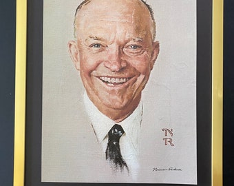 NORMAN ROCKWELL + Beautiful Signed Print + Dwight D. Eisenhower + Brand New Frame + Signed + Buy it Now !