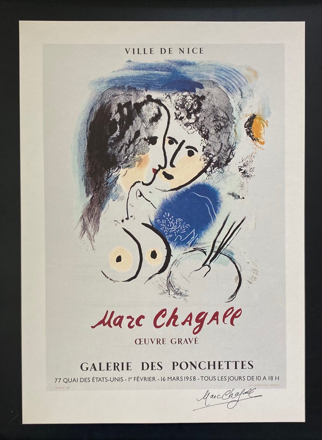 Marc Chagall | Original Vintage 1975 | Signed Print | Mounted in