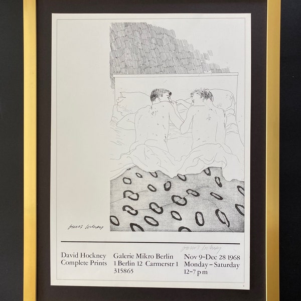 David Hockney | Vintage 1987 Gesigneerde Poster Print | Gemonteerd en ingelijst