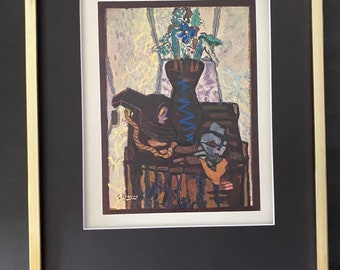 GEORGES BRAQUE +  1948 Beautiful Signed Print + Brand New Golden Frame + Buy it Now !