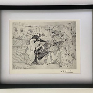 パブロ・ピカソ 美しく希少な1961年版画 デッサン・ド・タウロマキエ