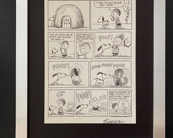 チャールズ・シュルツ + サイン入りヴィンテージ 1968 ピーナッツ