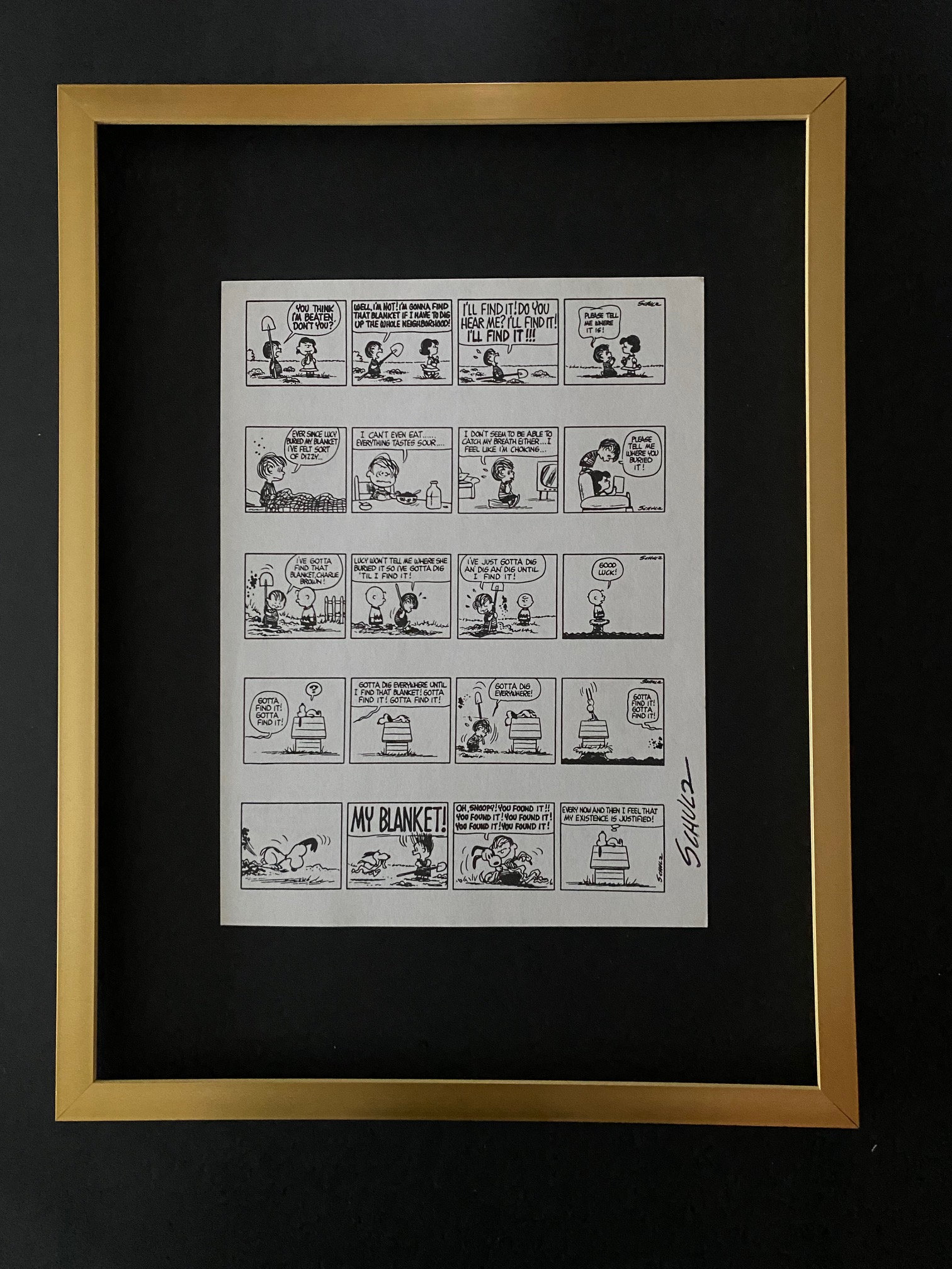 Charles Schulz + Signed Vintage 1968 Peanuts Snoopy Cartoon + New