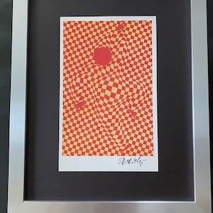 VICTOR VASARELY + 1970&#39;s Signed Abstract Geometric Print + New Frame. + Buy it now !