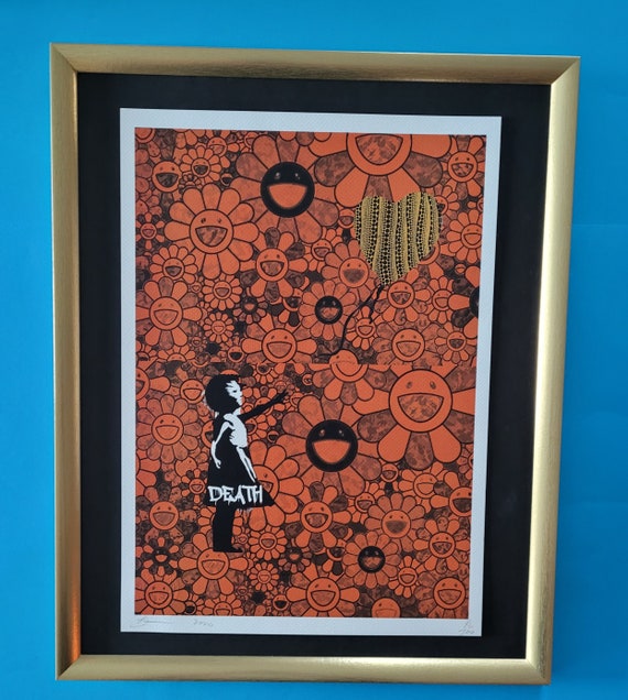 DEATH NYC Hand Signed Street Art Print Large Framed 16x20in With