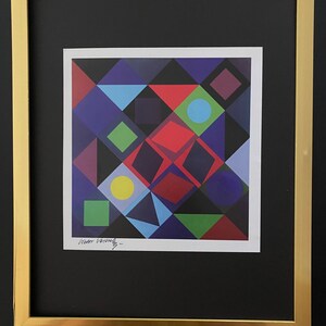 VICTOR VASARELY + 1970 Signed Abstract Geometric Print + New Frame + Buy it now !