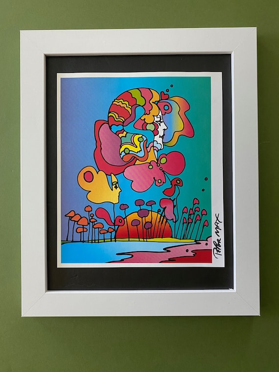 Peter Max + Beautiful Signed Print + Brand New White Frame + Buy