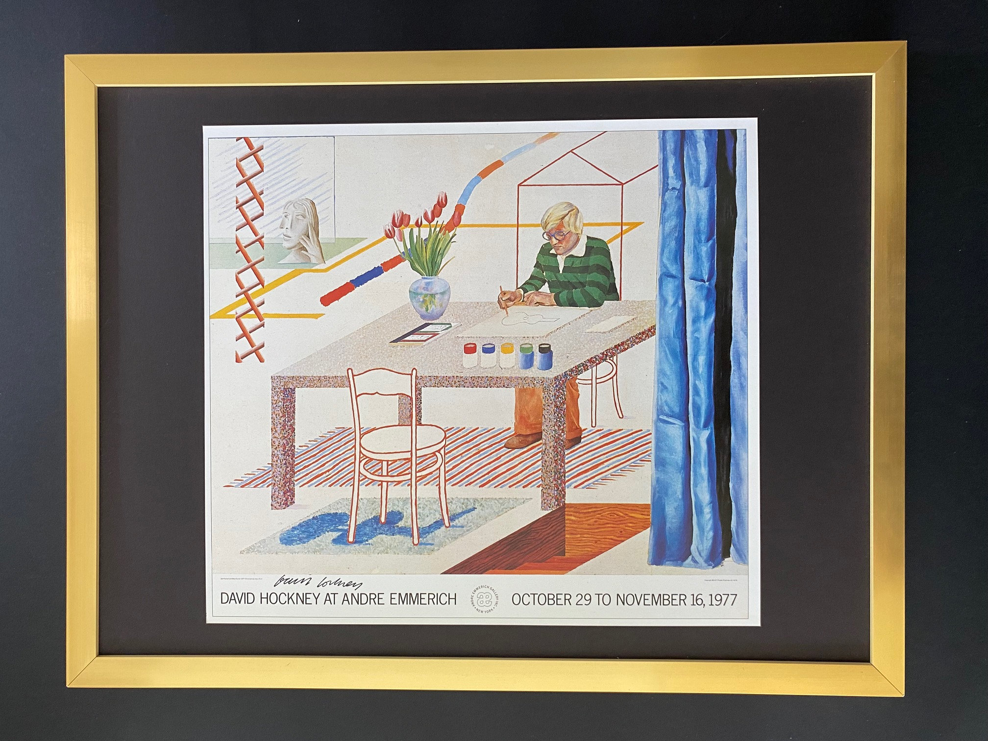 David Hockney | Vintage 1987 Signed Poster Print | Mounted and