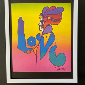 Peter Max +  Beautiful Signed Love Print + Brand New White Frame + Buy it Now !