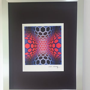 VICTOR VASARELY + 1970 Signed Abstract Geometric Print + New Frame + Buy it now !