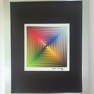 VICTOR VASARELY + 1970 Signed Abstract Geometric Print + New Frame + Buy it now !
