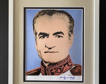 Andy Warhol + 1984 signed SHAH OF IRAN matted and framed + Buy it now !