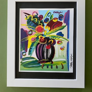 Peter Max +  Beautiful Signed Print + Brand New White Frame + Buy it Now !
