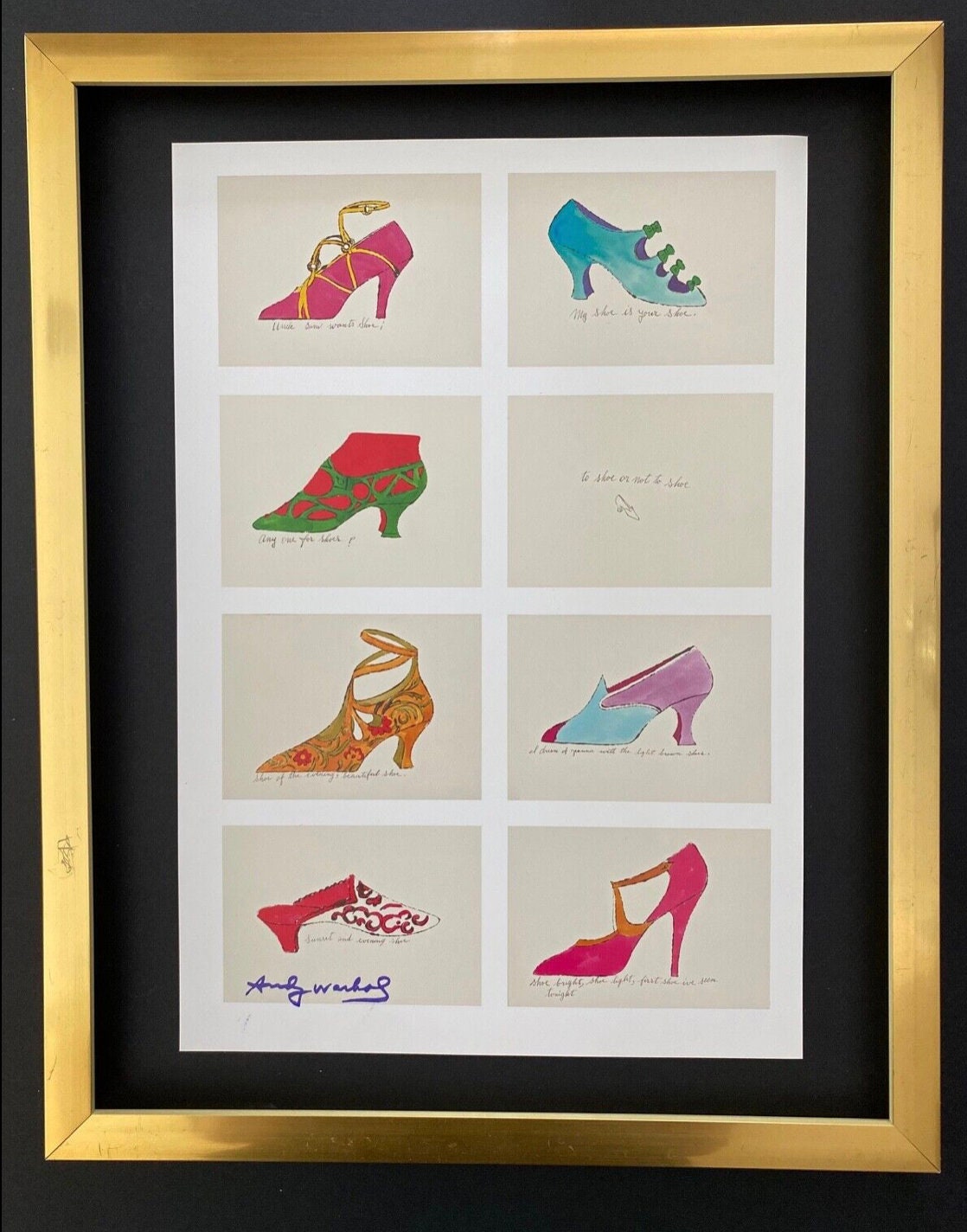 Andy Warhol | Vintage 1984 Shoes Print Signed |mounted and