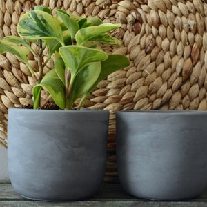 DARK GRAY Concrete Planter with drainage hole