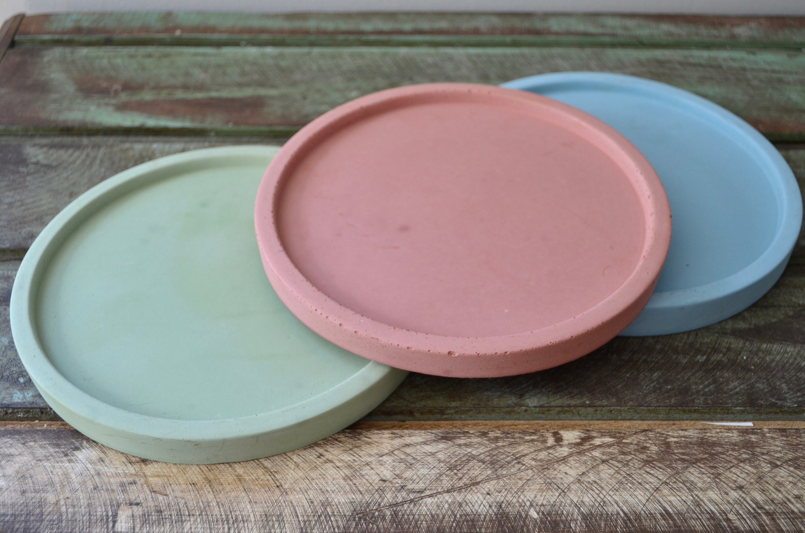 Large Planter Tray Indoor Plant Saucer Round Concrete Etsy