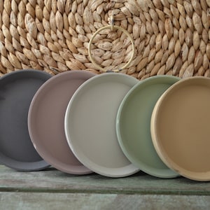 Medium Planter Tray, Indoor Plant Saucer, Round Concrete Planter Tray, Plant Pot Saucer for drainage, Plant Saucer 4 inch Pot