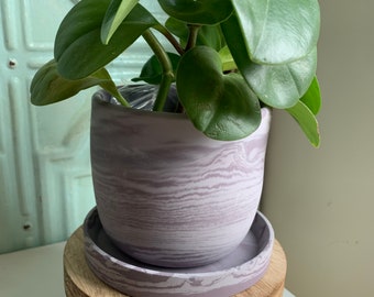 NEW: Purple Swirl Concrete Flower Pot