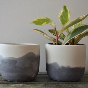 Stormy Skies Concrete Plant Pot with Drainage Hole