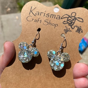 Mr. mouse head glitter drop earrings fish extender gift