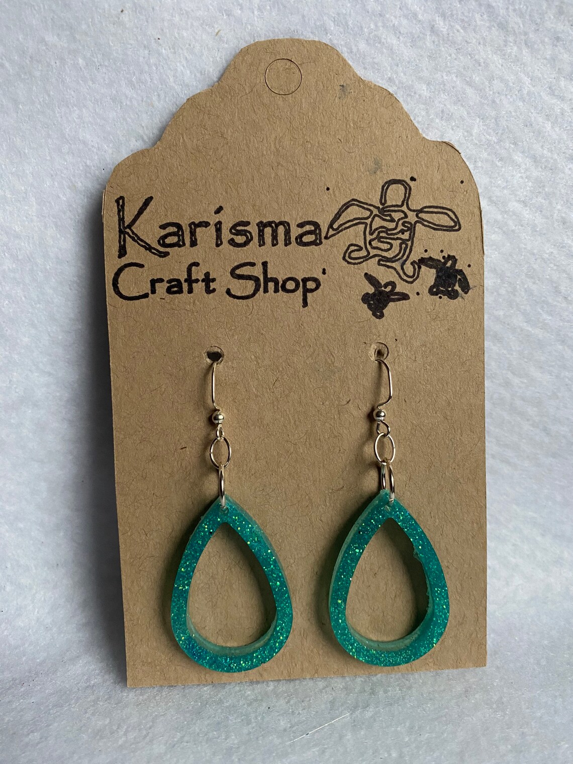 Tear drop epoxy resin Earrings Etsy