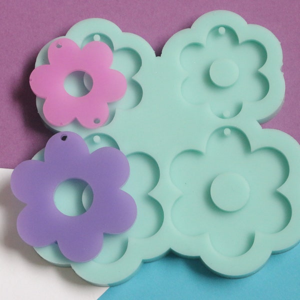 Silicone Flower earrings DIY Mold for epoxy resin | Super glossy resin form |  shaped jewelry earrings