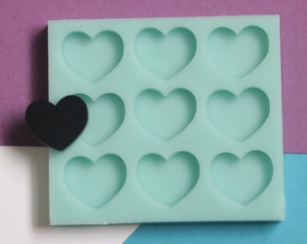 Corazón Bits silicona molde paleta para resina Deco bolsa pendientes Studs Shaker encantos DIY
