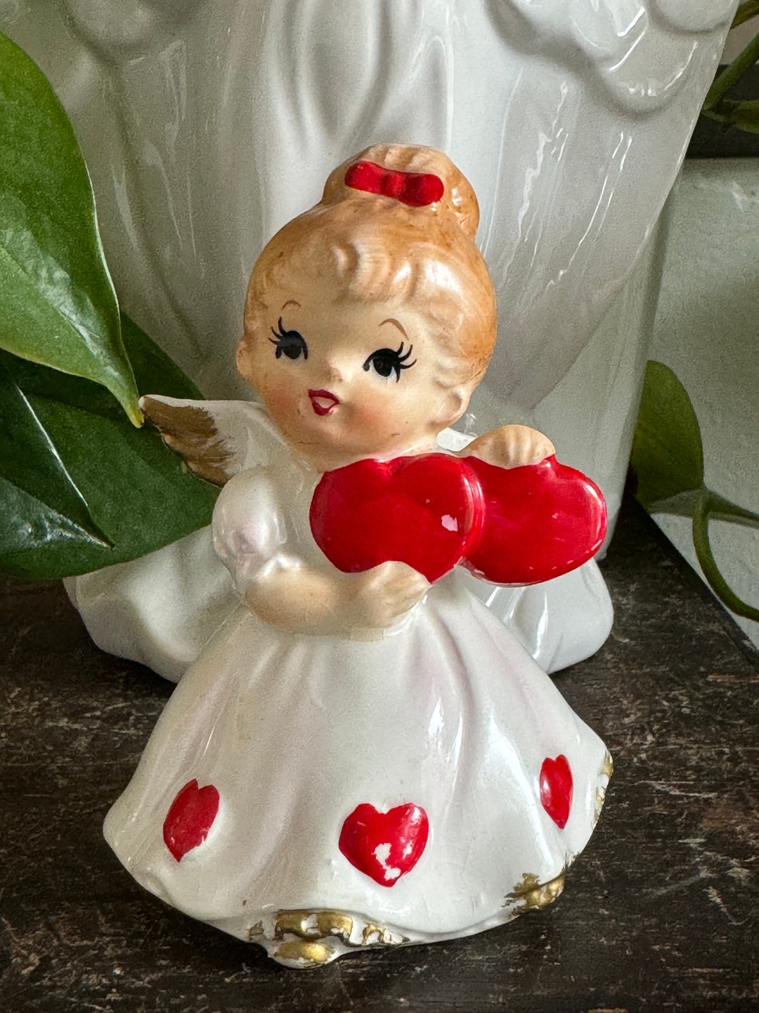 Vintage Lefton Valentine Angel Figurineoriginal Sticker Etsy