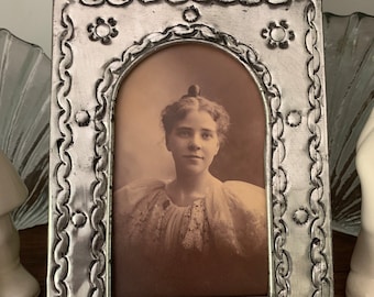 Antique Sepia Photo-Circa 1850’s of Beautiful Victorian Woman With Boho Mexican Frame