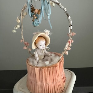 Antique Vintage Bisque Baby Shower Cake Topper