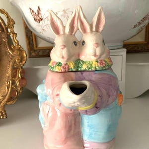 Vintage Lillian Vernon Ceramic Easter Bunny Rabbit Teapot-Fitz and Floyd