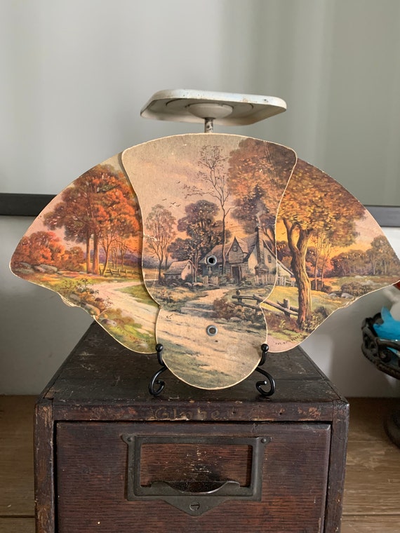 Vintage Country Cabin Advertising Fan-Circa 1940’s