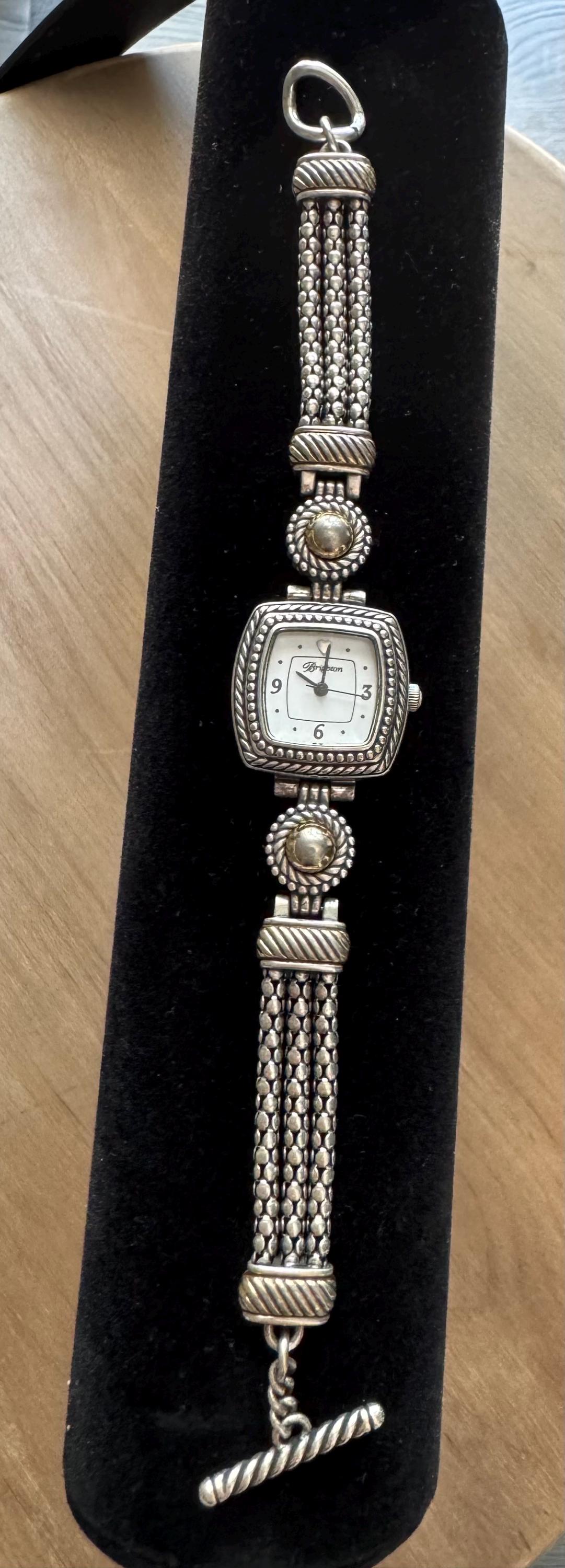 Brighton Tuscany Two-Tone Classic Silver Plated Bracelet Watch New Battery Brighton Tuscany Watch Women Two Tone Silver Gold Toggle New  main image 4