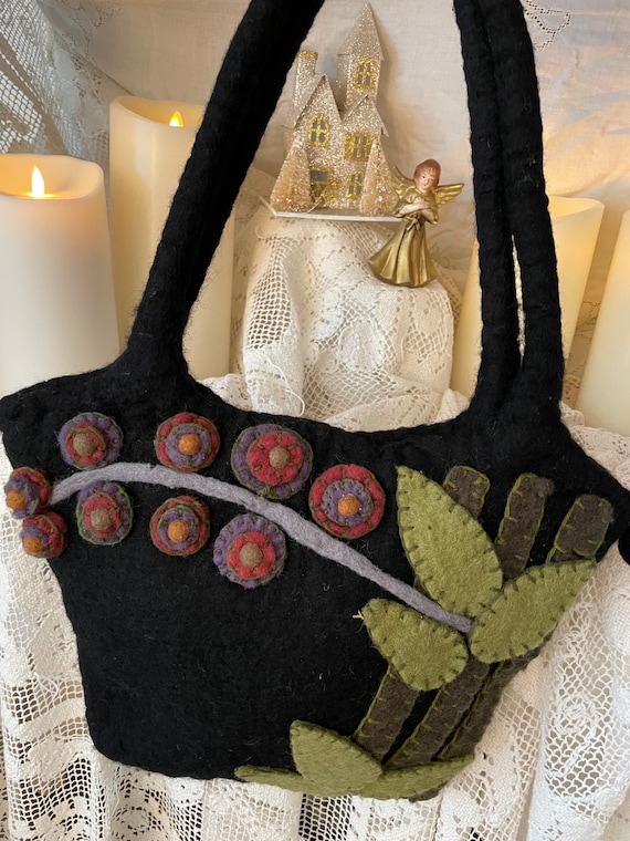Vintage Inspired Boho Wool-Felted Handbag