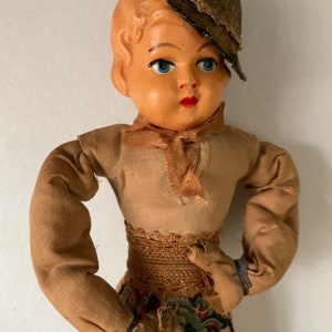 Vintage Antique Celluloid Folk Art Doll