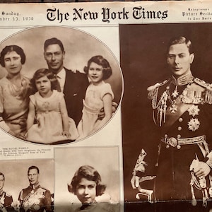 1939 -8 Page New York Times Insert With COA Ads and Duke of York Abdication