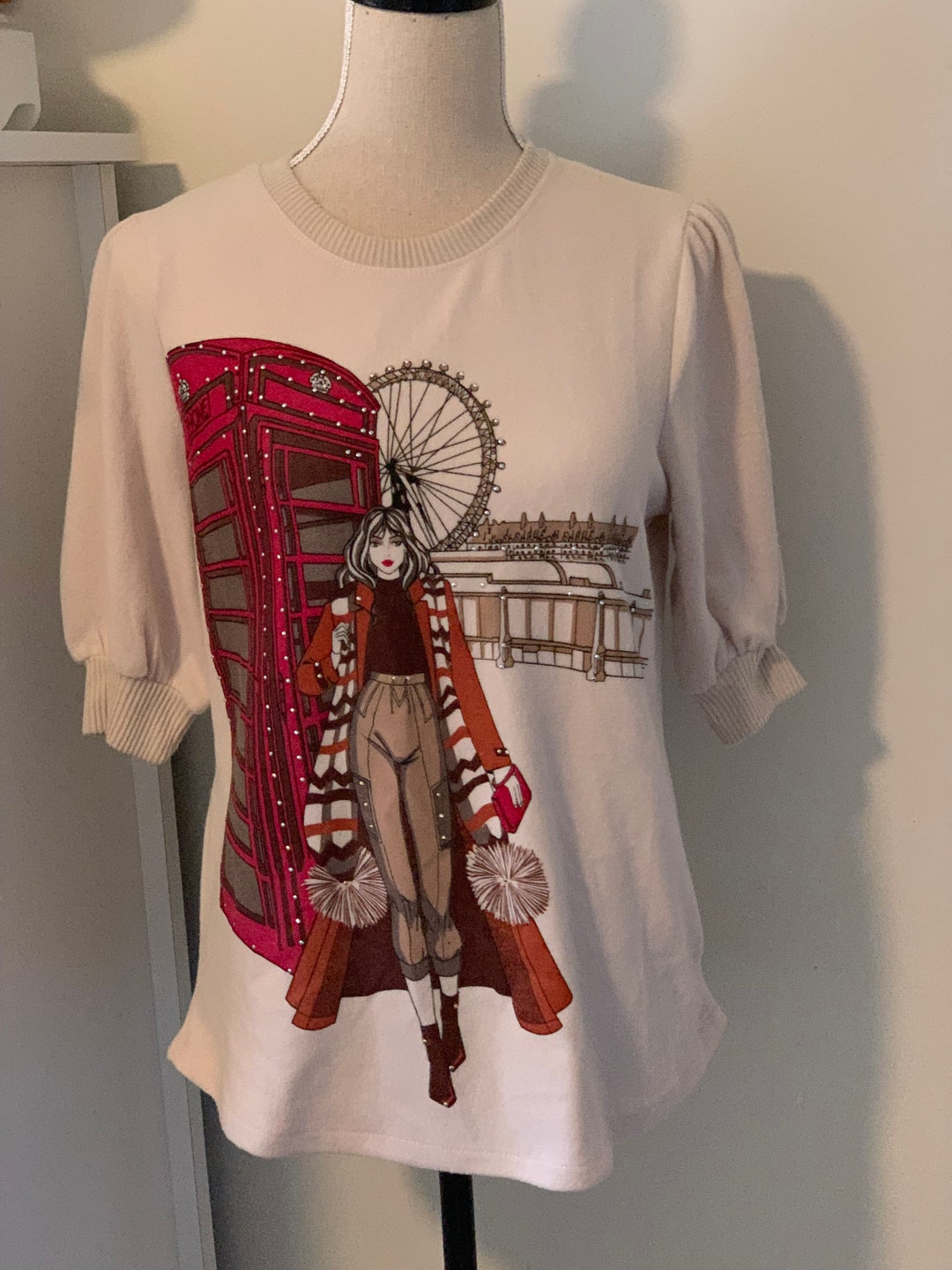 Plus Size Pearl & Rhinestone Knit Sweater Top