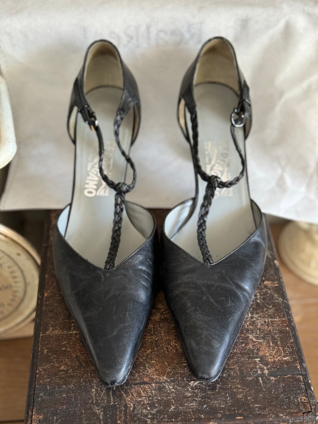 Retro Salvatore Ferragamo Tstrap Kitten Heel Pump Etsy