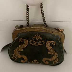 Antique Leather and Brass Victorian Childs Coin Purse -Circa Late 1890s-1900s