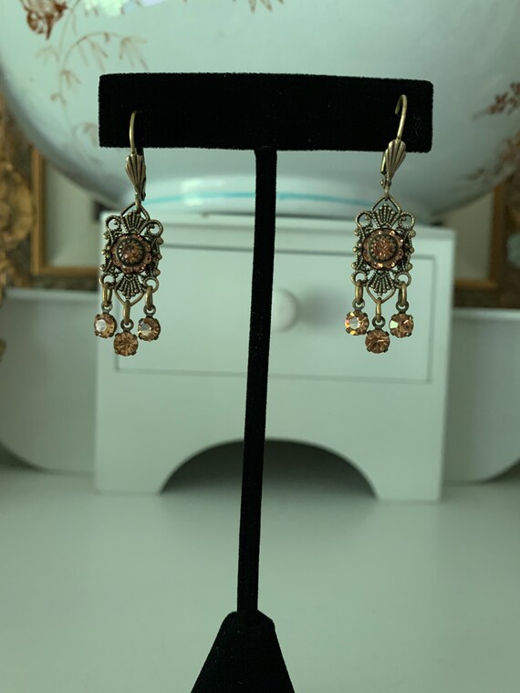 Vintage Handcrafted Filigre Crystal Earrings