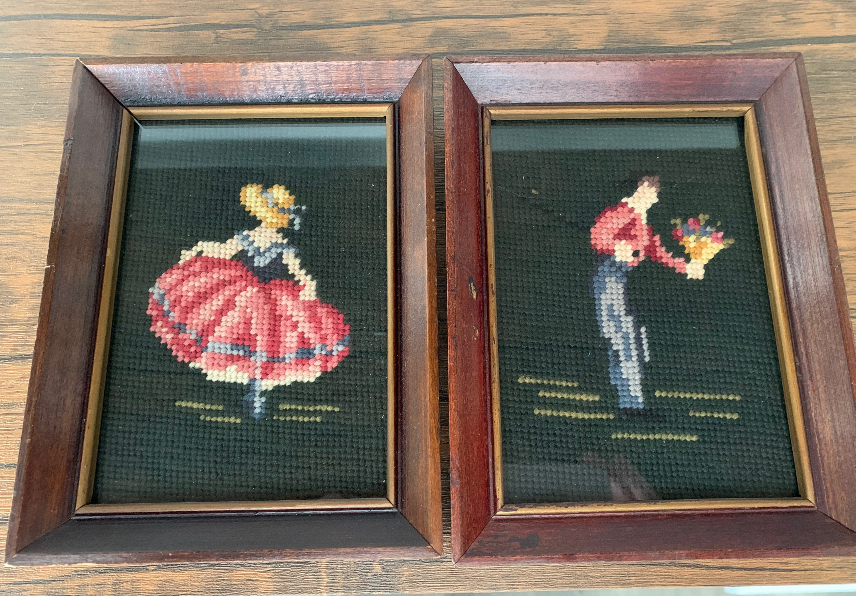 Vintage Needlepoint Framed Art Pair - Etsy UK