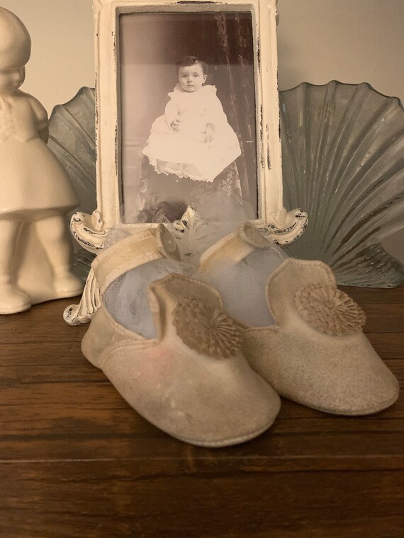 Cottage Core Decor-Victorian Suede Baby Shoes