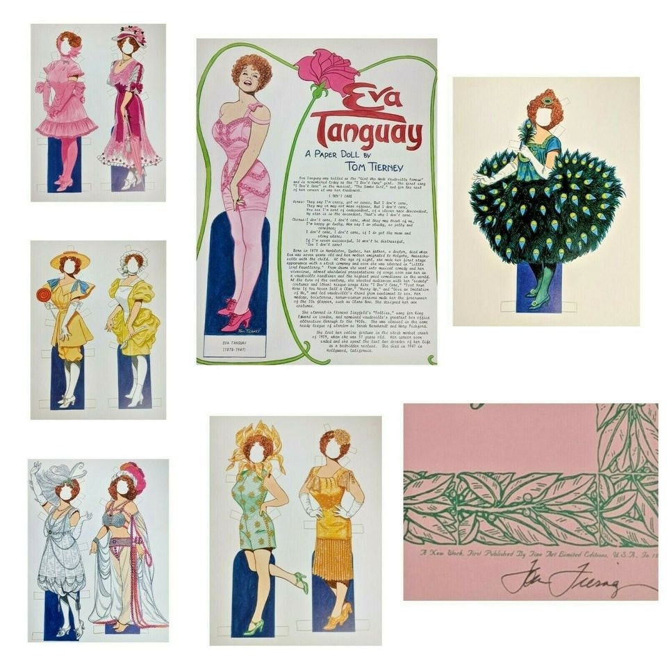 Paper Dolls Vintage EVA TANGUAY Uncut Gorgeous Tom Tierney 1988 SIGNED 14x11 