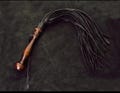 Heavy Leather Flogger with Wooden Grip, Black BDSM leather Flogger Fetish whip