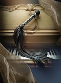 Handmade Thuddy Leather Flogger,Black and White BDSM Whip for Quiet Impact Play or Dom Sub Punishment,Heavy Flogging Fetish Toy 70 Long Tail