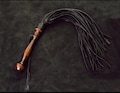 Handmade Leather Flogger with Wooden Grip, Black BDSM Heavy Flogger Fetish whip