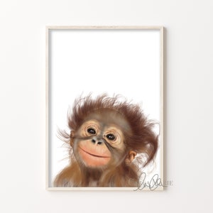 Nugget the orangutan art print // nursery decor // kids room // home decor// wall art// monkey print // jungle theme // baby animal picture